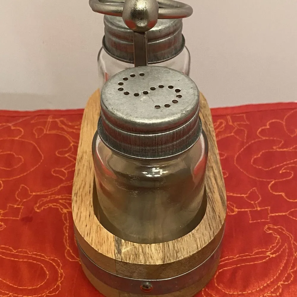 Farmhouse Round Shaped‎ Brushed Nickel Finish Salt & Pepper Shakers Cottagecore